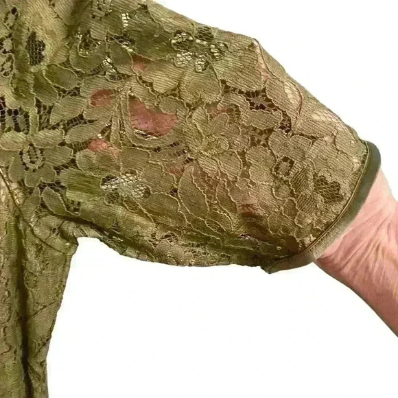 Edge by Jen Rade Dress. Olive Green Lace w Tan lining. Size 8. - Picture 5 of 14